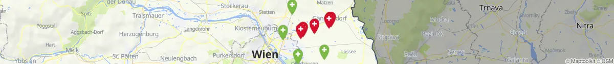 Kartenansicht für Apotheken-Notdienste in der Nähe von Schönkirchen-Reyersdorf (Gänserndorf, Niederösterreich)
